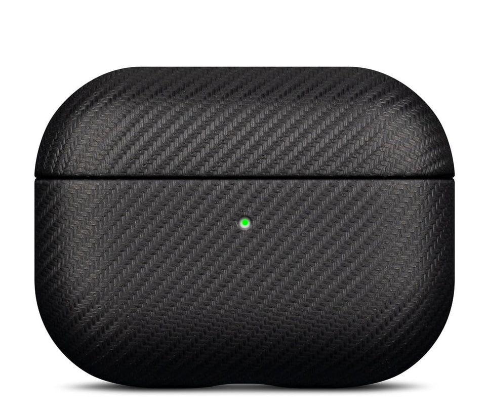Lopie AirPods Pro 3 case in carbon fiber black protects with vegan leather finish.