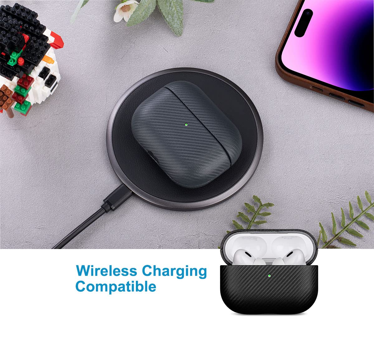 Lopie AirPods Pro 3 case vegan leather texture offers premium feel and grip.