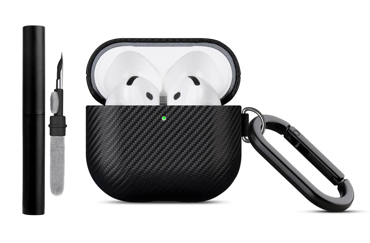 LOPIE AirPods 4 case with carbon fiber texture for stylish protection.