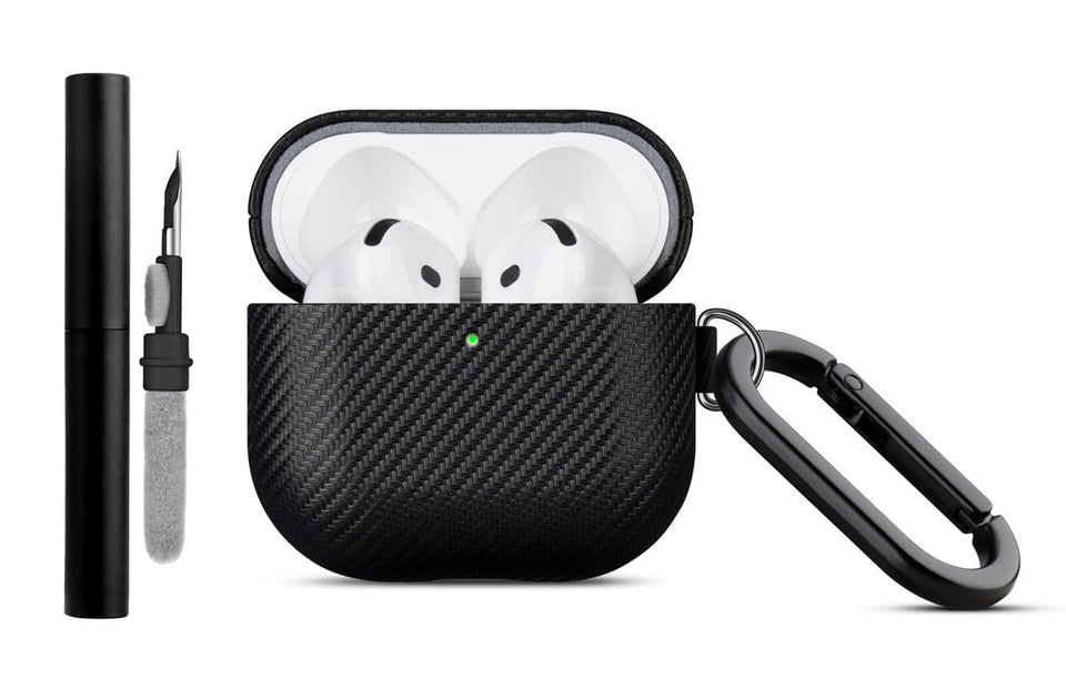 LOPIE AirPods 4 case with carbon fiber texture for stylish protection.
