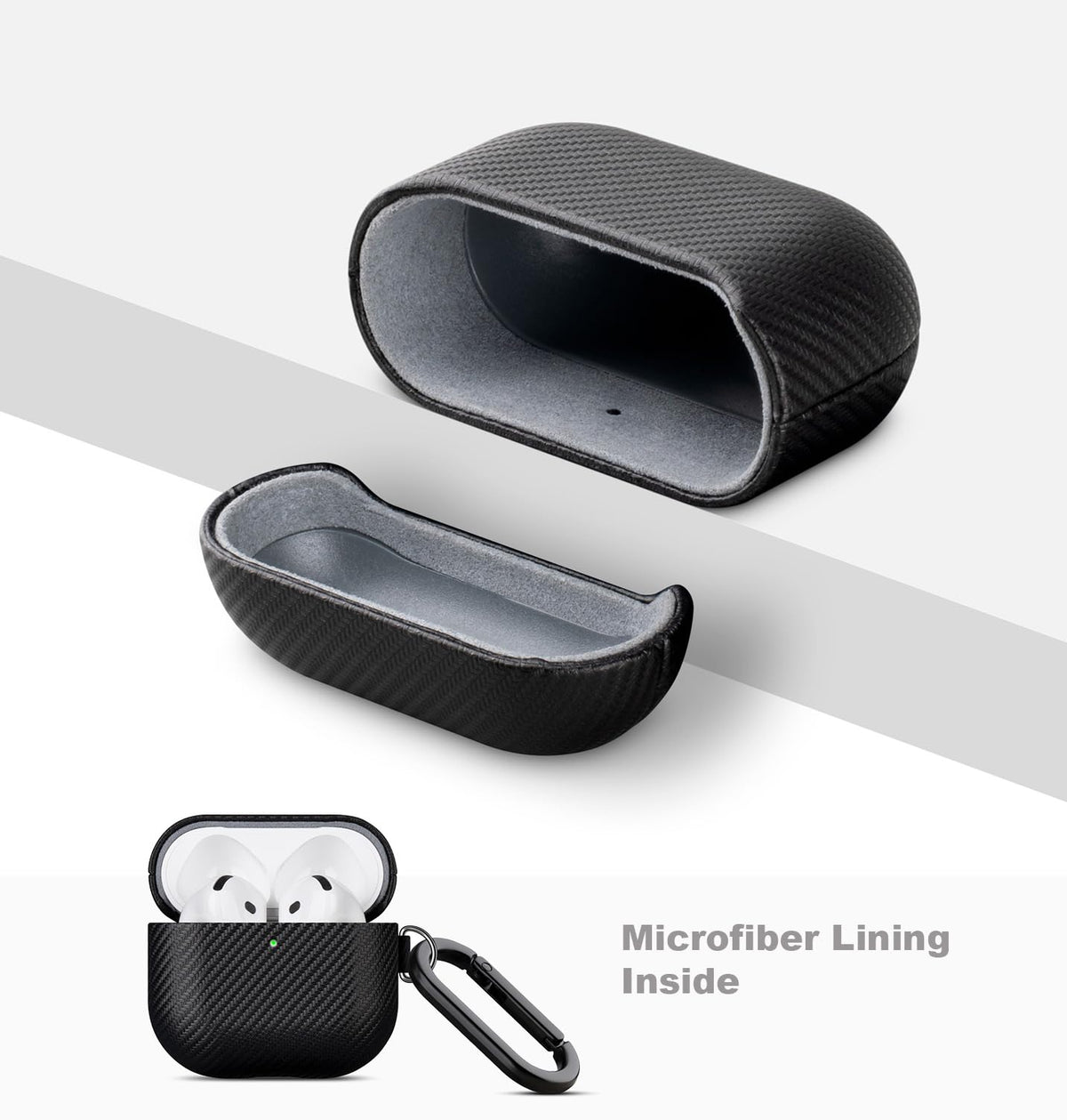 LOPIE AirPods 4 case side texture highlights vegan leather finish.