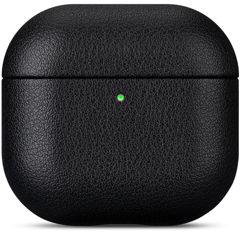 LOPIE AirPods 4 leather case front view shows premium leather protection.