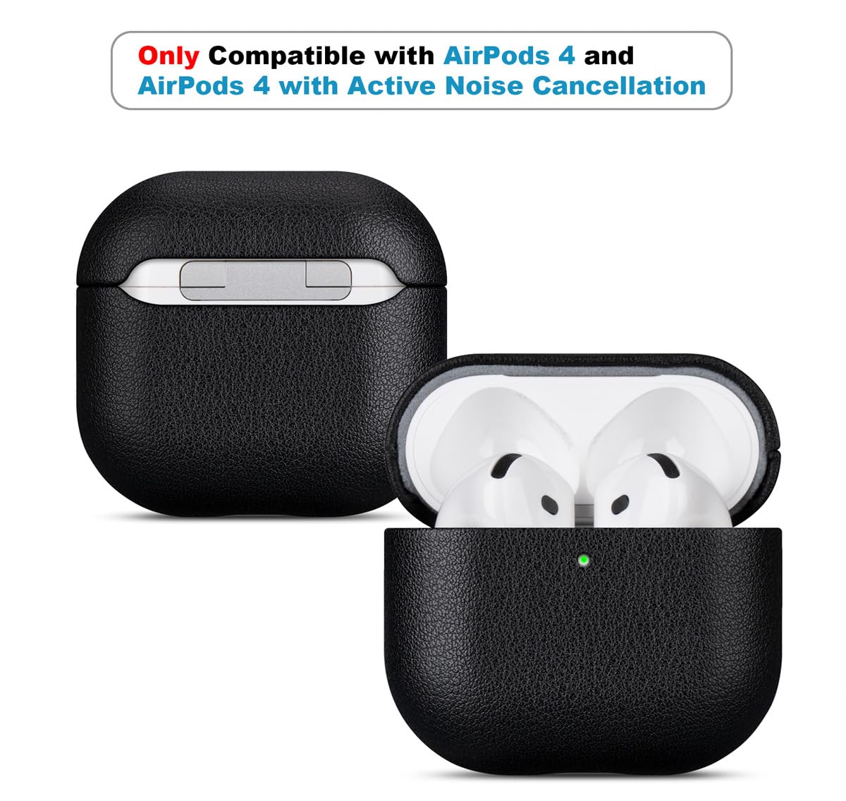 LOPIE AirPods 4 leather case side view highlights slim profile and durability.