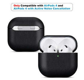 LOPIE AirPods 4 leather case side view highlights slim profile and durability.