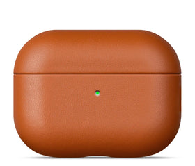 lopie front view brown leather case showing refined protection and style