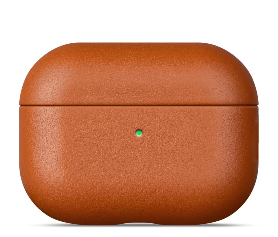 lopie front view brown leather case showing refined protection and style