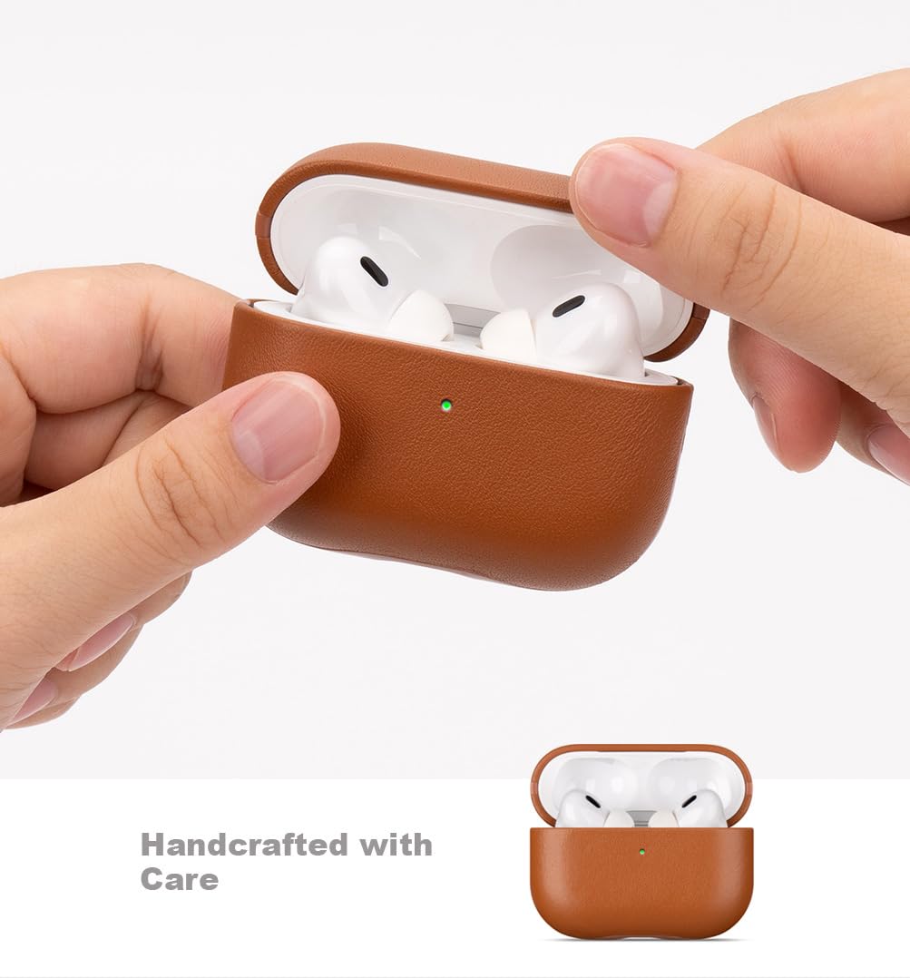 Lopie AirPods Pro 3rd Gen leather case back view highlights durable shell