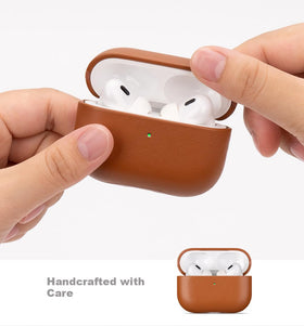 Lopie AirPods Pro 3rd Gen leather case back view highlights durable shell