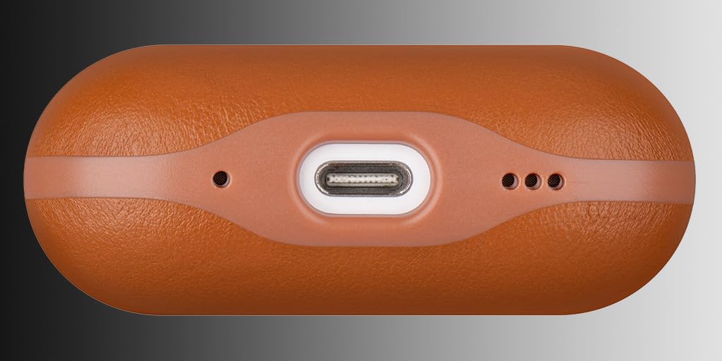 Lopie AirPods Pro 3rd Gen case close-up reveals natural leather texture