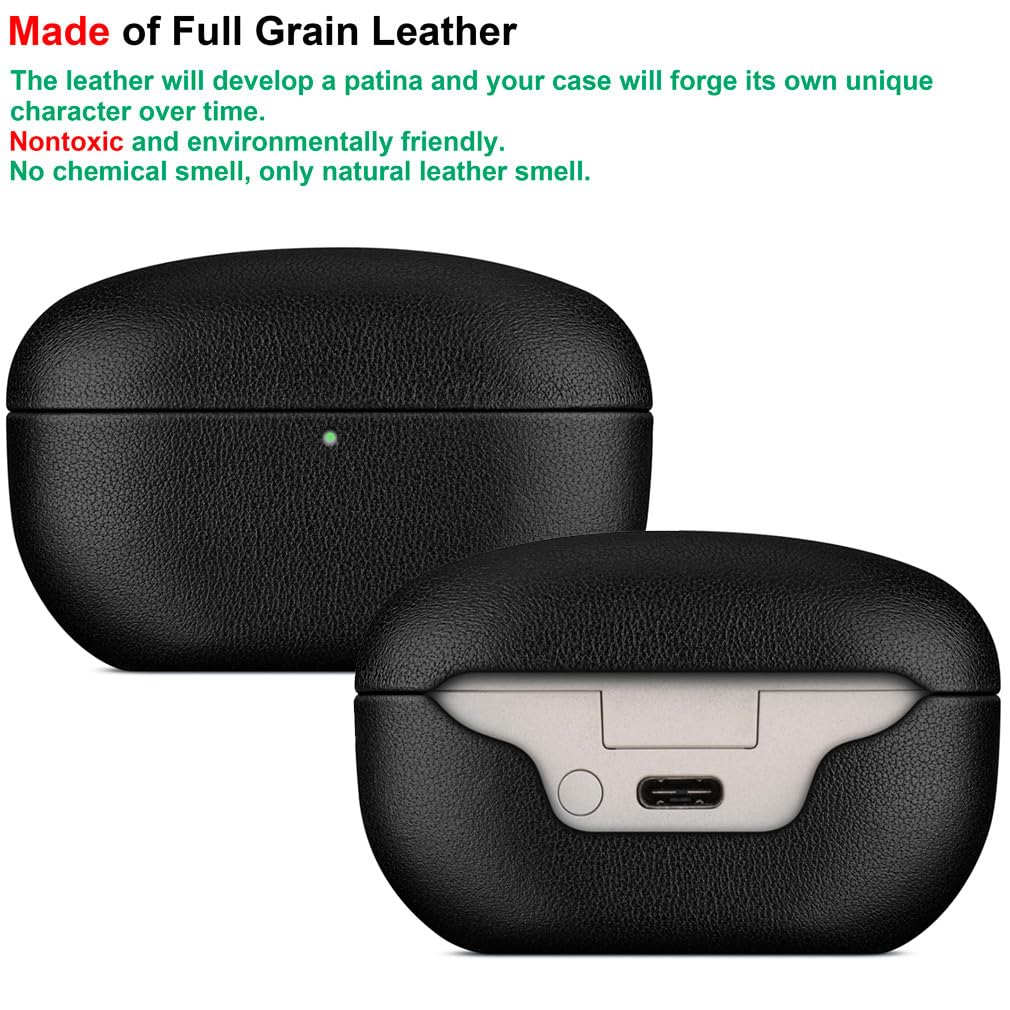 LOPIE leather case open-cover view, provides easy access to charging port and controls
