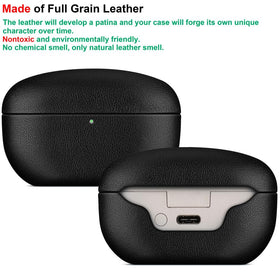 LOPIE leather case open-cover view, provides easy access to charging port and controls