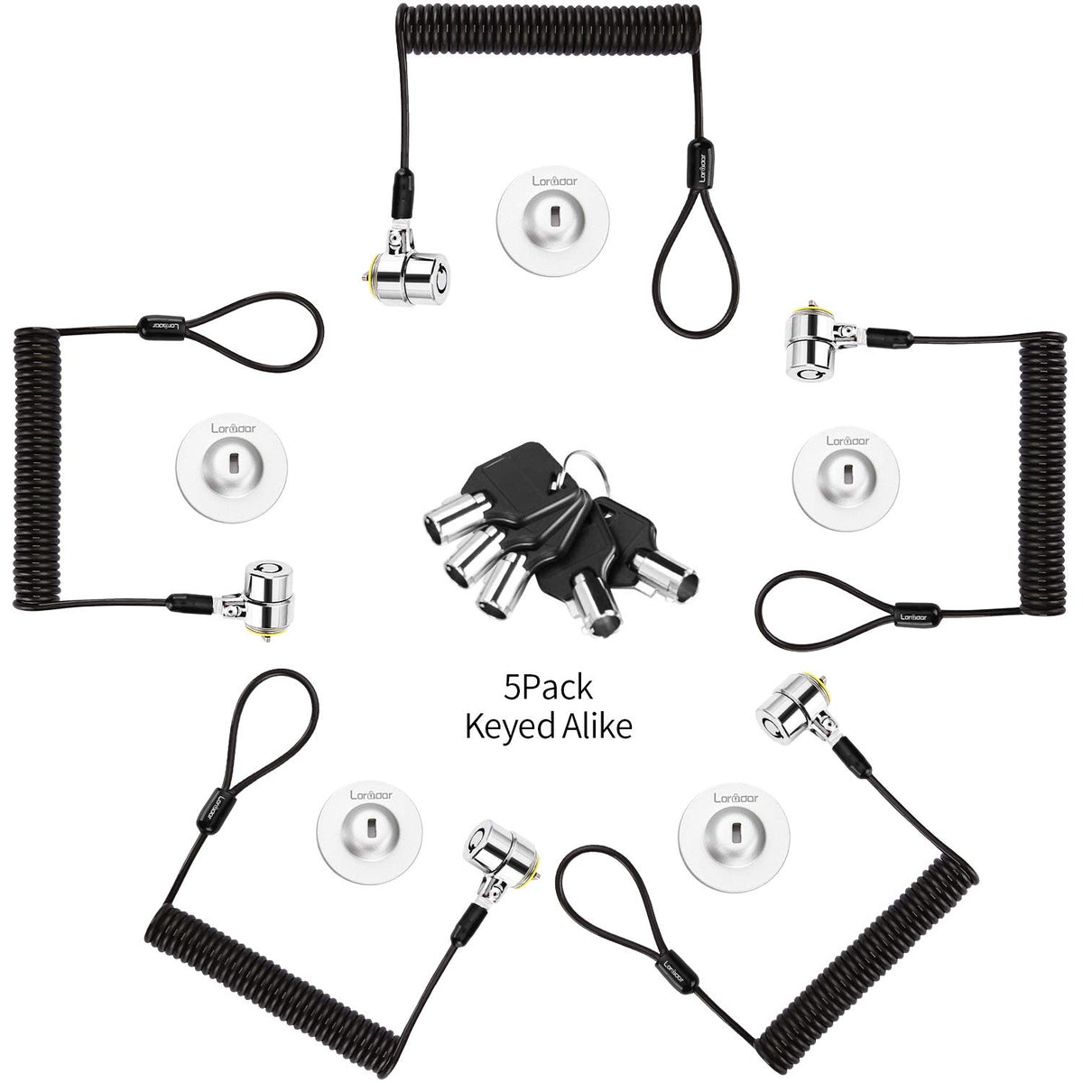 LORADAR 5pack keyed-alike lock heads secure multiple devices with one key