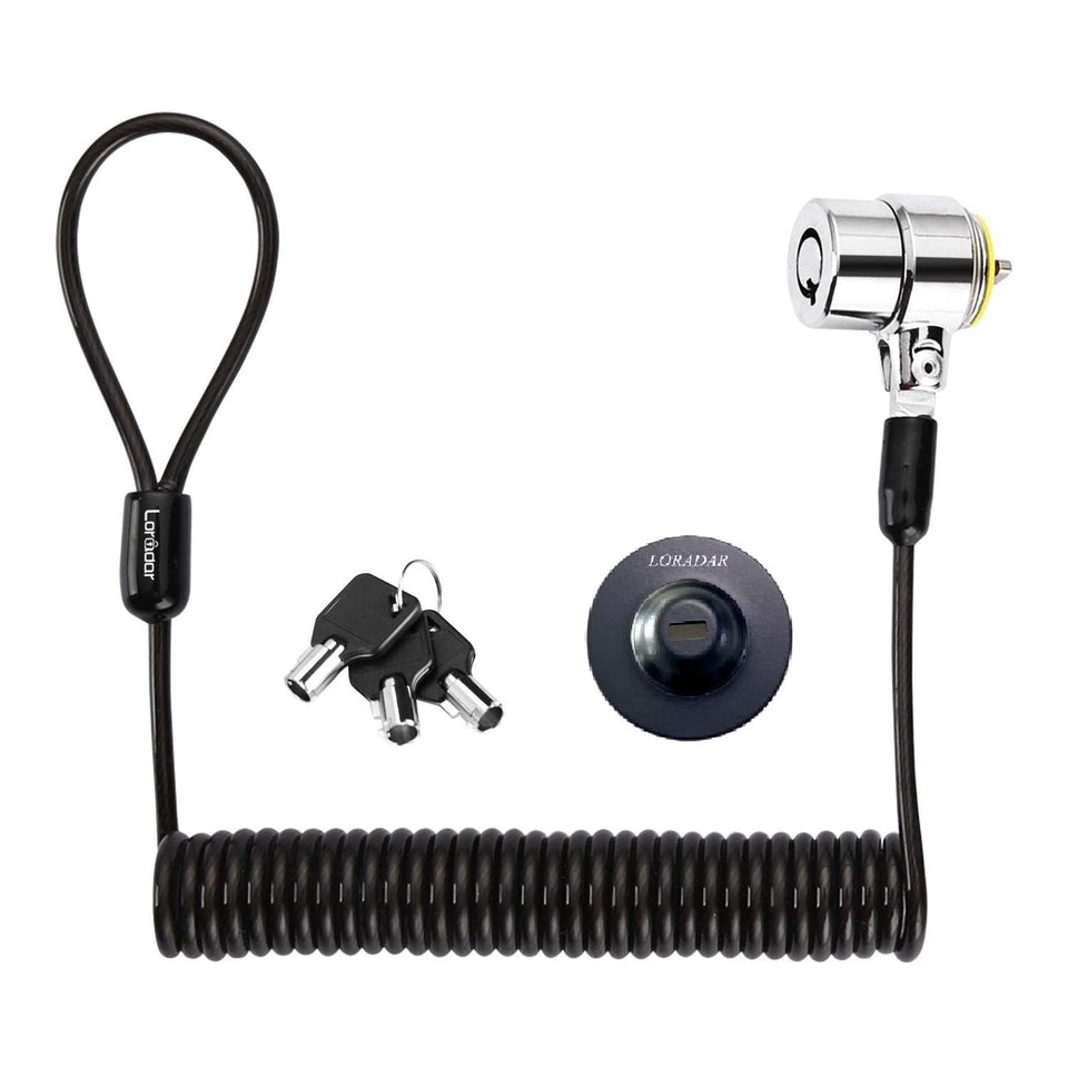 LORADAR 8Feet retractable cable lock secures laptops and monitors on the go.