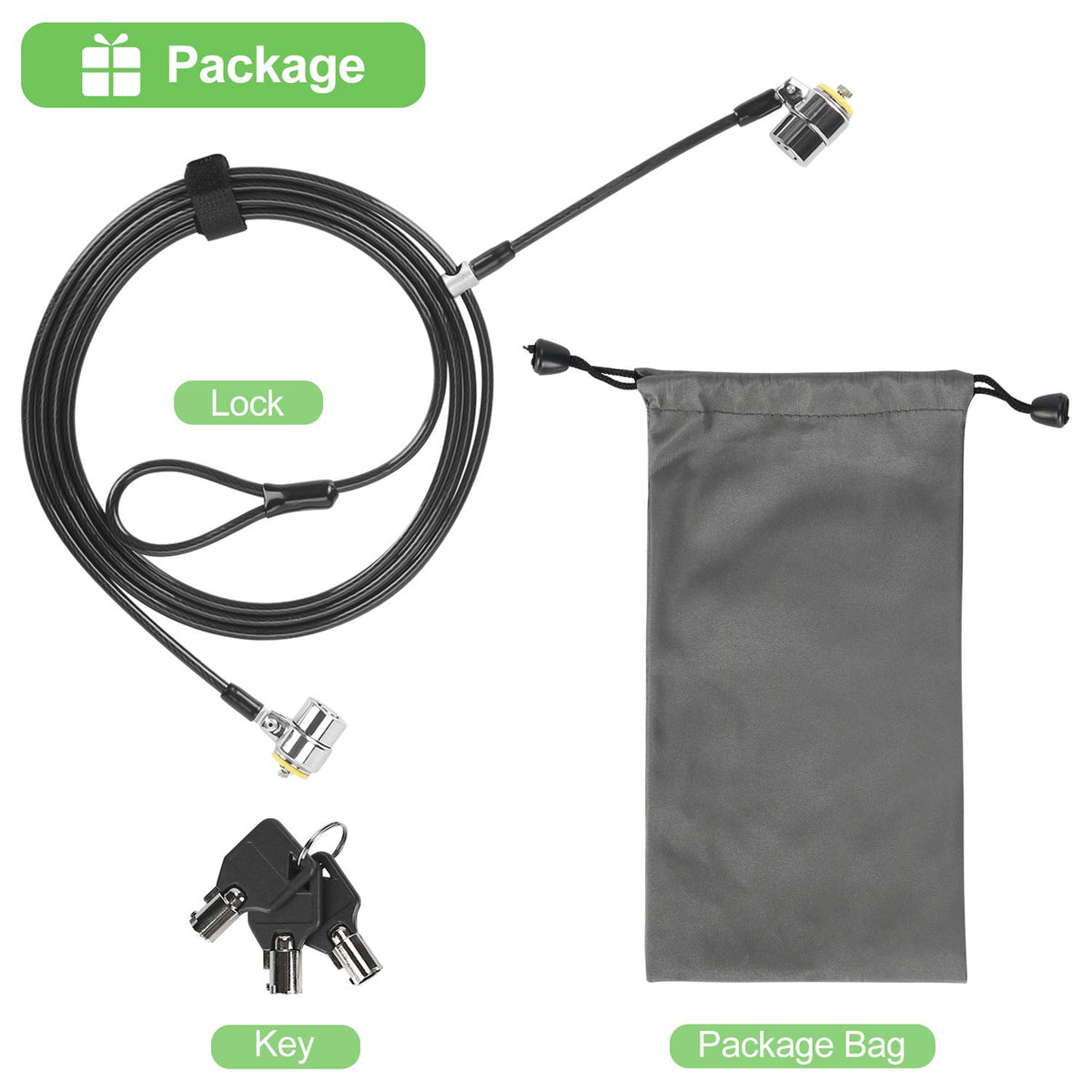 LORADAR Includes three keys and two cables for versatile setup options