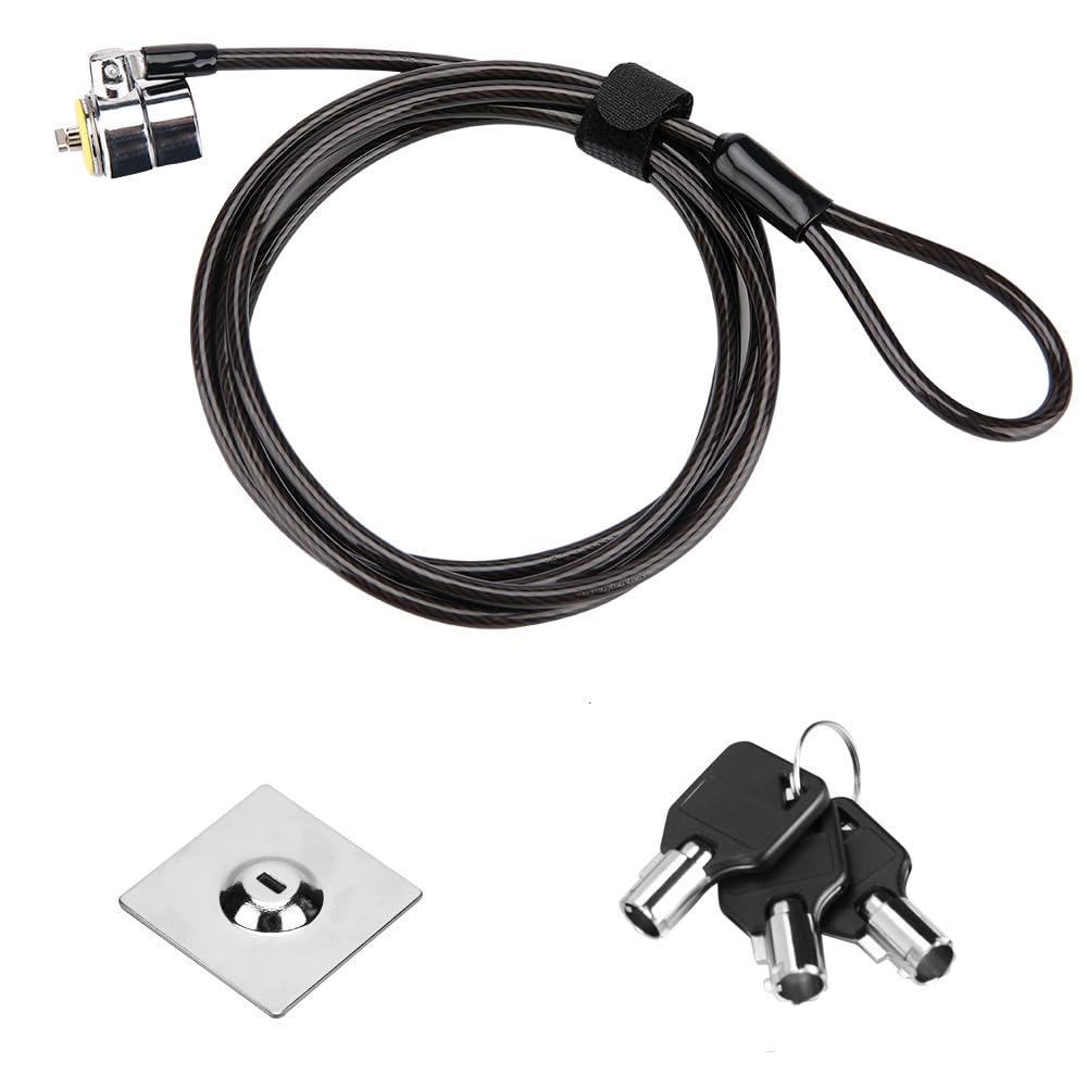 LORADAR laptop cable lock on desk provides anti-theft protection.
