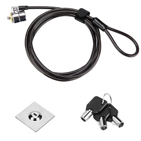 LORADAR laptop cable lock on desk provides anti-theft protection.