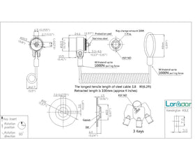 LORADAR retractable 6ft cable lock extending reach for quick device security.