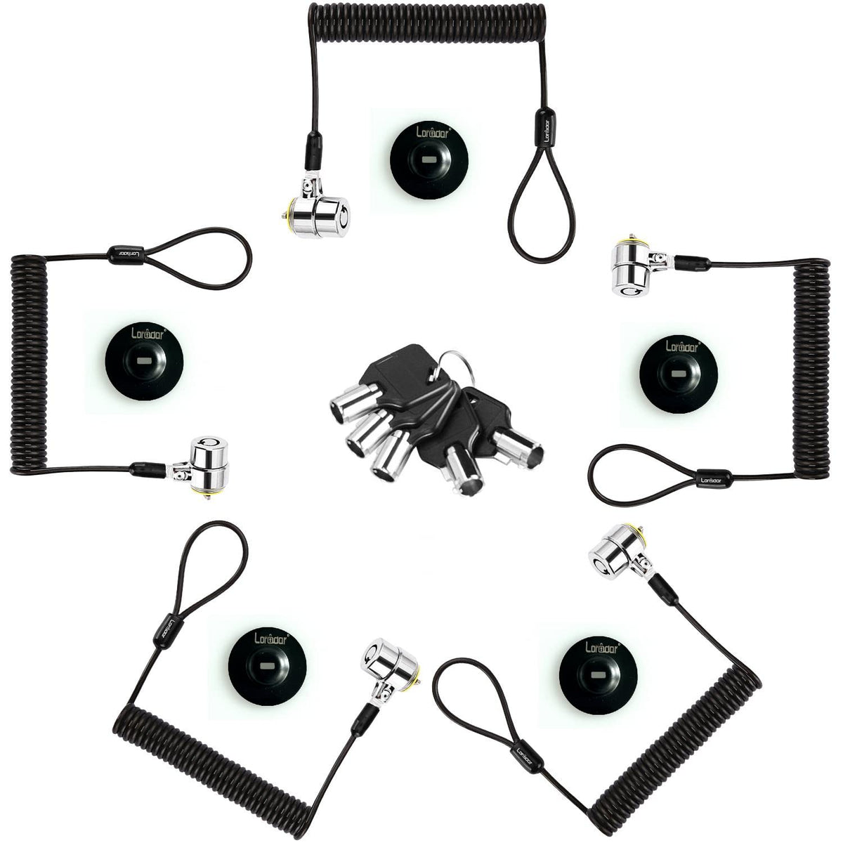 LORADAR security retractable lock 8ft with keyed-alike set for laptops and monitors