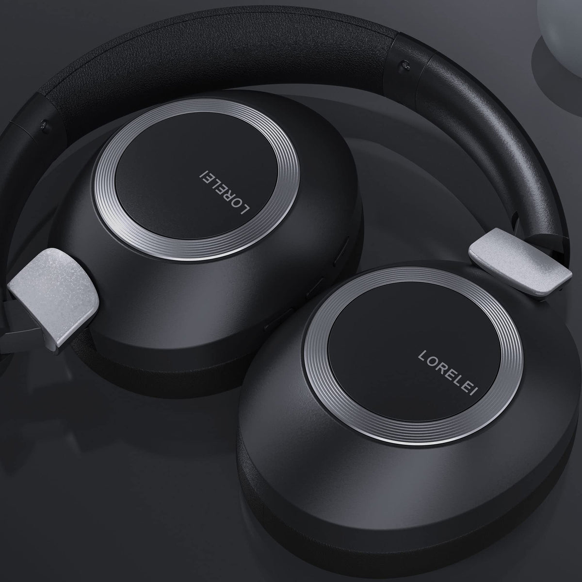 LORELEI headphones in travel setting demonstrating foldability and commuting convenience