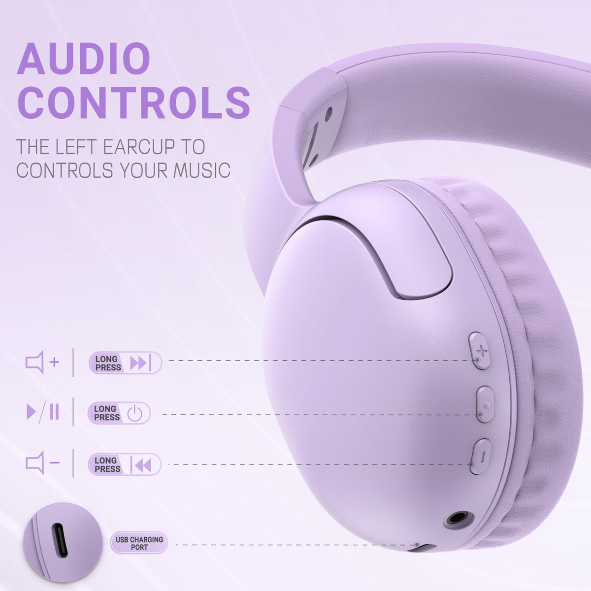 Lorelei B-E5 kids headphones on ear design for comfortable all day wear.