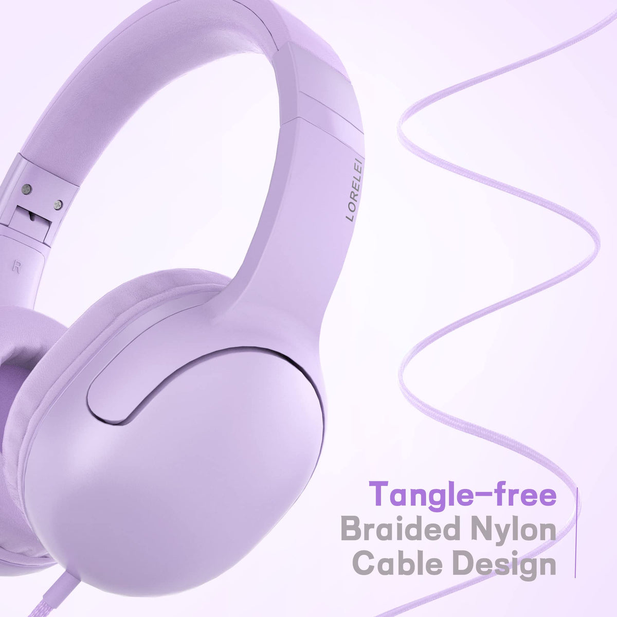 LORELEI E5 on-ear design provides stable fit for kids.