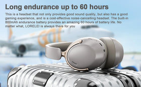 LORELEI QC30 accessories laid out: case, USB-C cable, 3.5mm cable for versatility benefit