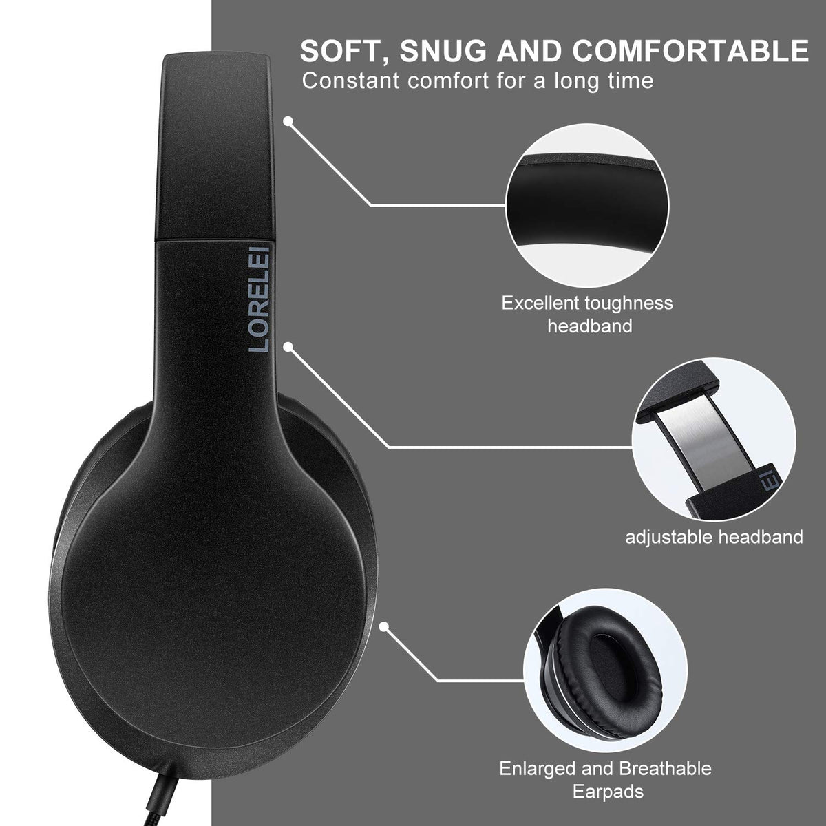 Lorelei X6 inline microphone for calls and track control.