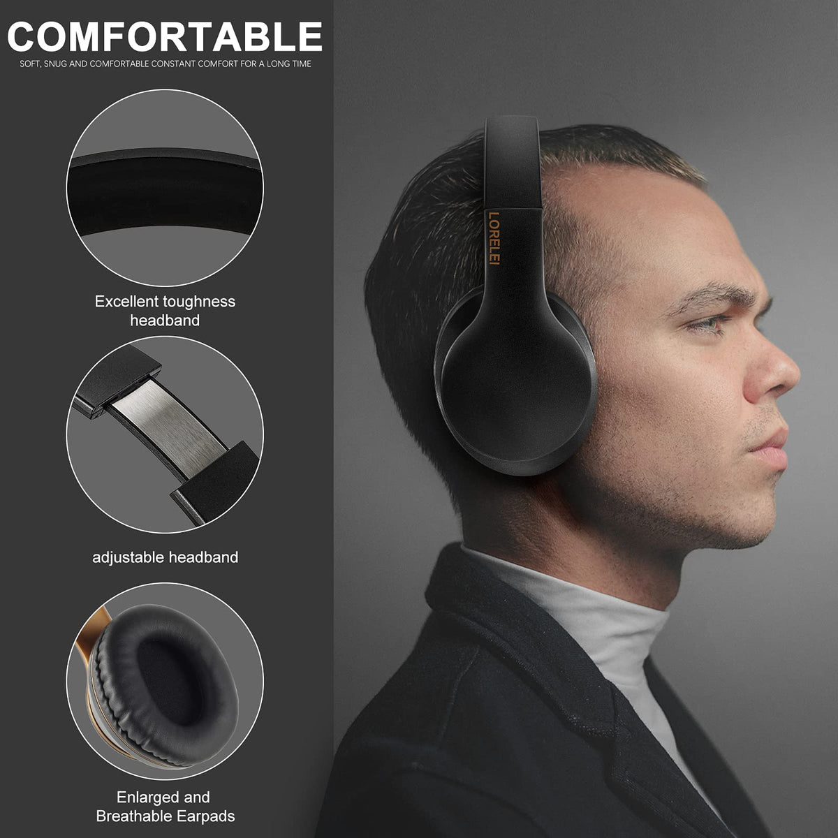 Lorelei X6 nylon-braided cord reduces tangling for long listening sessions.