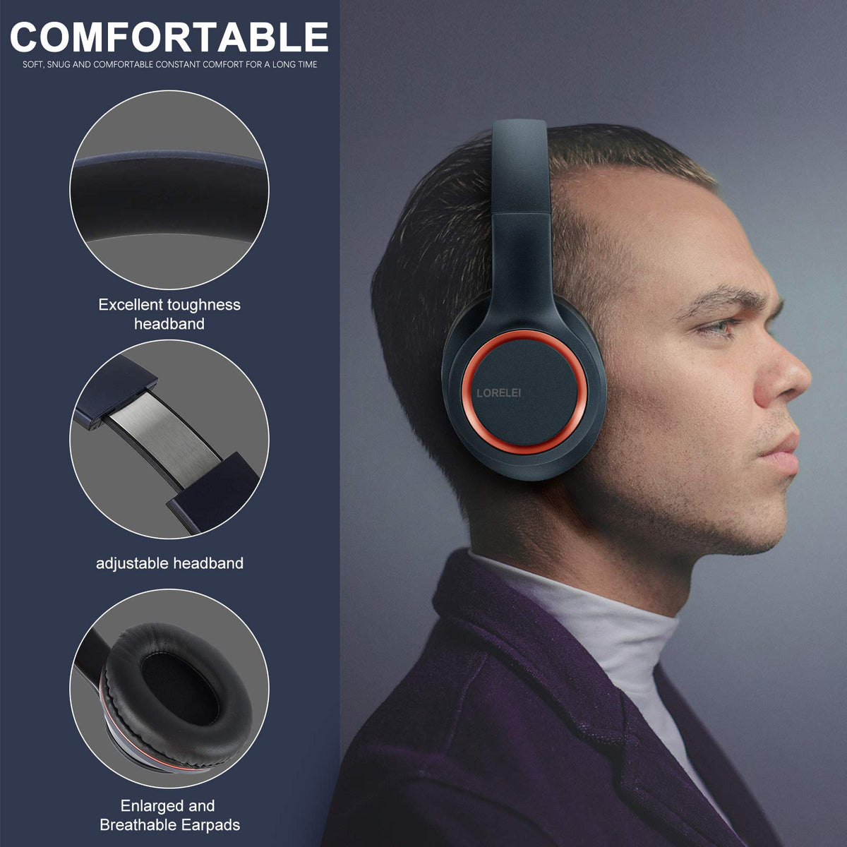 LORELEI X8 foldable headphones with compact design easy to carry