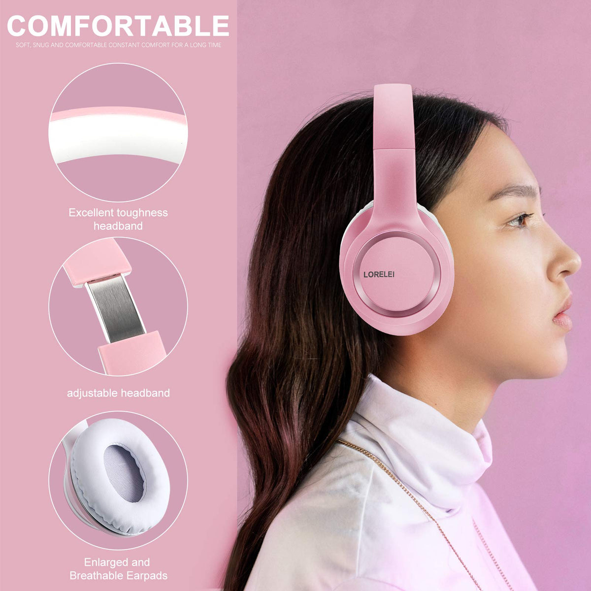Lorelei X8 headphones with nylon braided cord for tangle-free listening