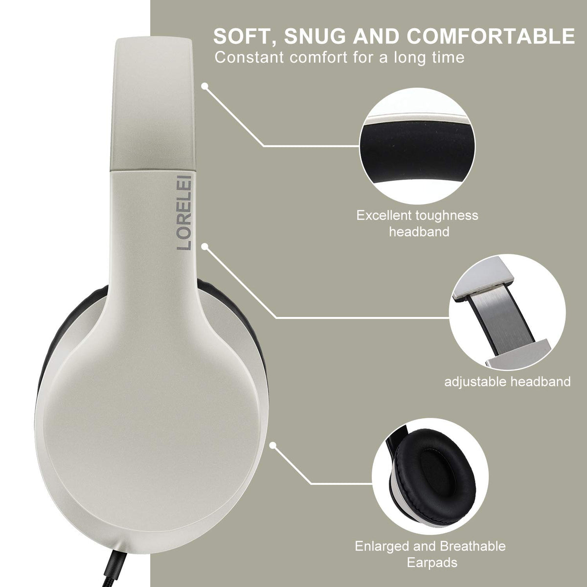 LORELEI X6 headphones with microphone for hands-free calls