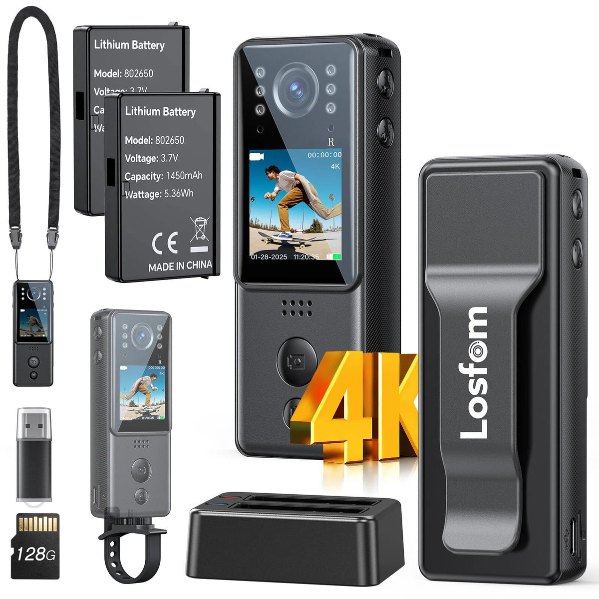 Losfom 4K body camera delivers clear on the go recording with audio.