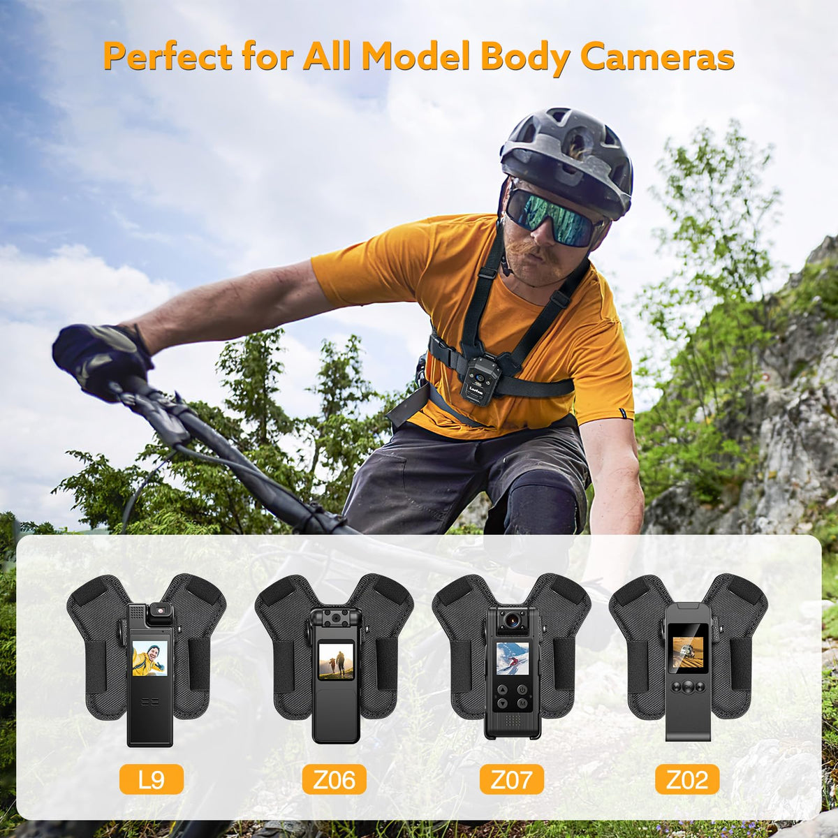 Losfom body camera attached to chest mount showing secure POV perspective