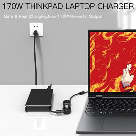 Lossga adapter powering Lenovo laptop in workspace scene for dependable charging