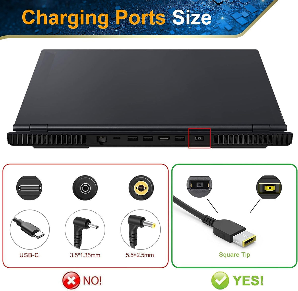 Lossga adapter side profile highlighting vents and sturdy housing for cooling