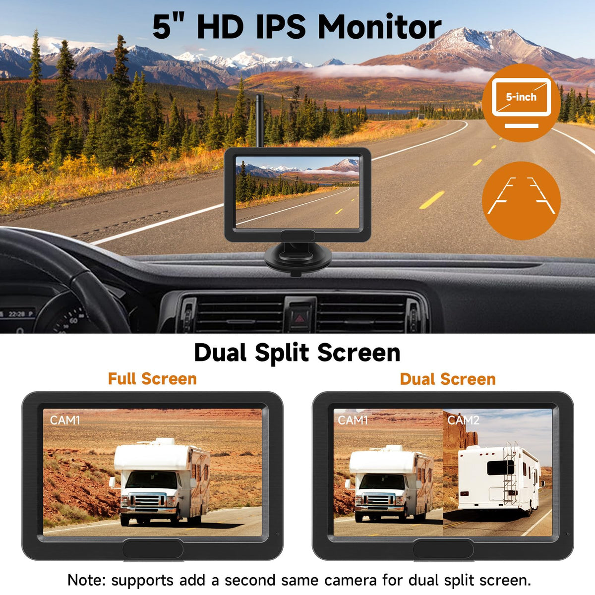 Losuudy 150-degree viewing angle shows wide road view for precise parking.