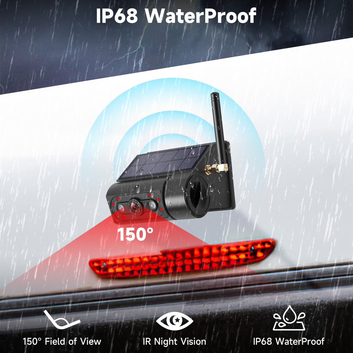 Losuudy IP68 night vision camera provides clear view in rain, hail, or darkness.