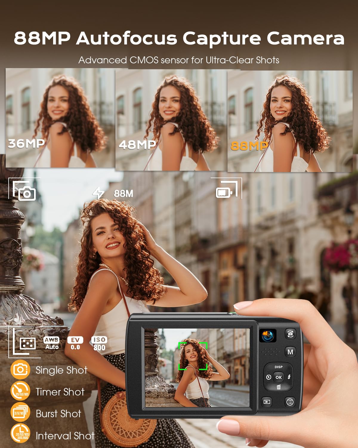 LOUM 8K camera 2.8 inch touch screen for easy framing