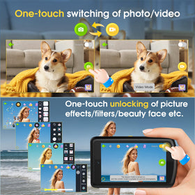 LOUM camera in kids hands outdoors capturing playful moments and encouraging creativity