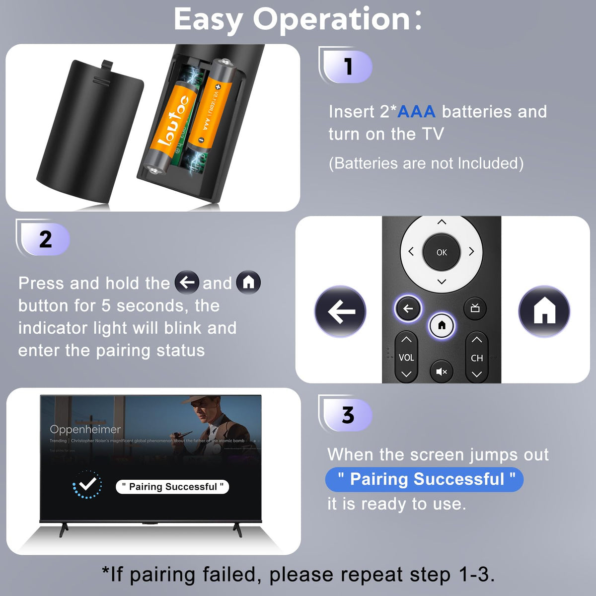 LOUTOC ERF3M90H pairing steps illustration for quick setup