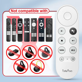 LOUTOC remote voice button closeup emphasizing hands-free search and control options.