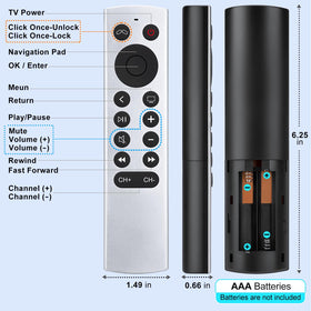 LOUTOC remote beside compatibility logos for Apple TV generations