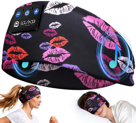LOVE EYE front view of lip black headband showing shape and benefits