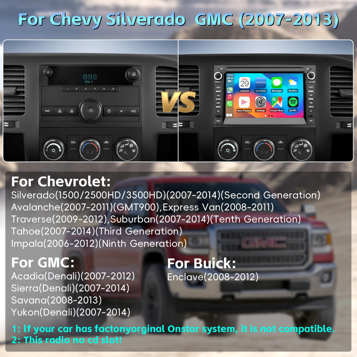 LOVPOI Chevy Silverado wireless carplay-android-auto display for hands-free connectivity.