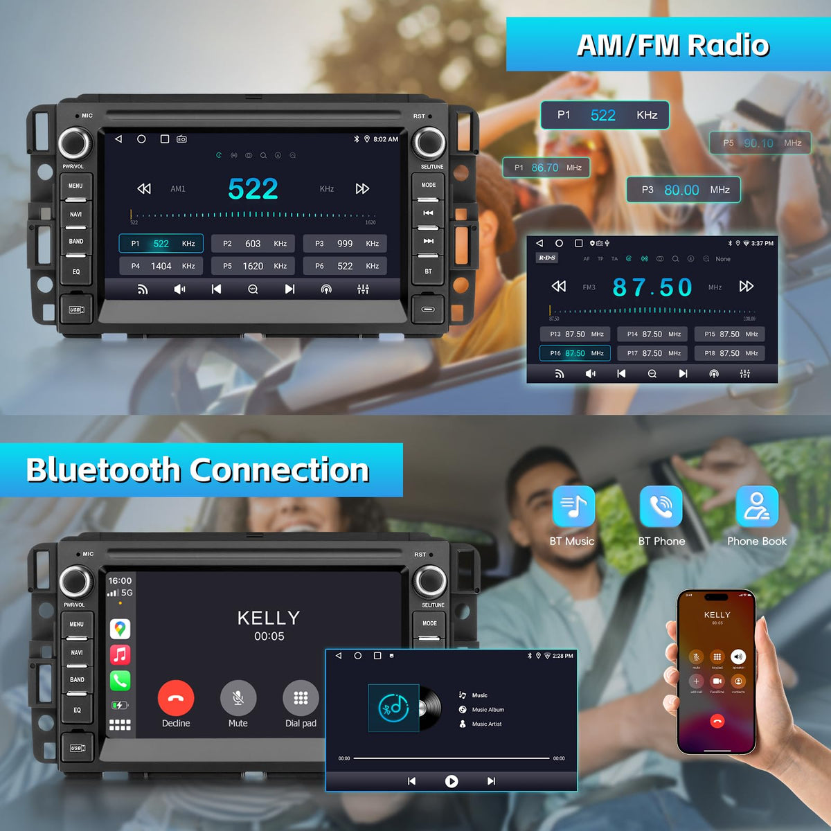 LOVPOI AM-FM radio with live traffic and weather updates.