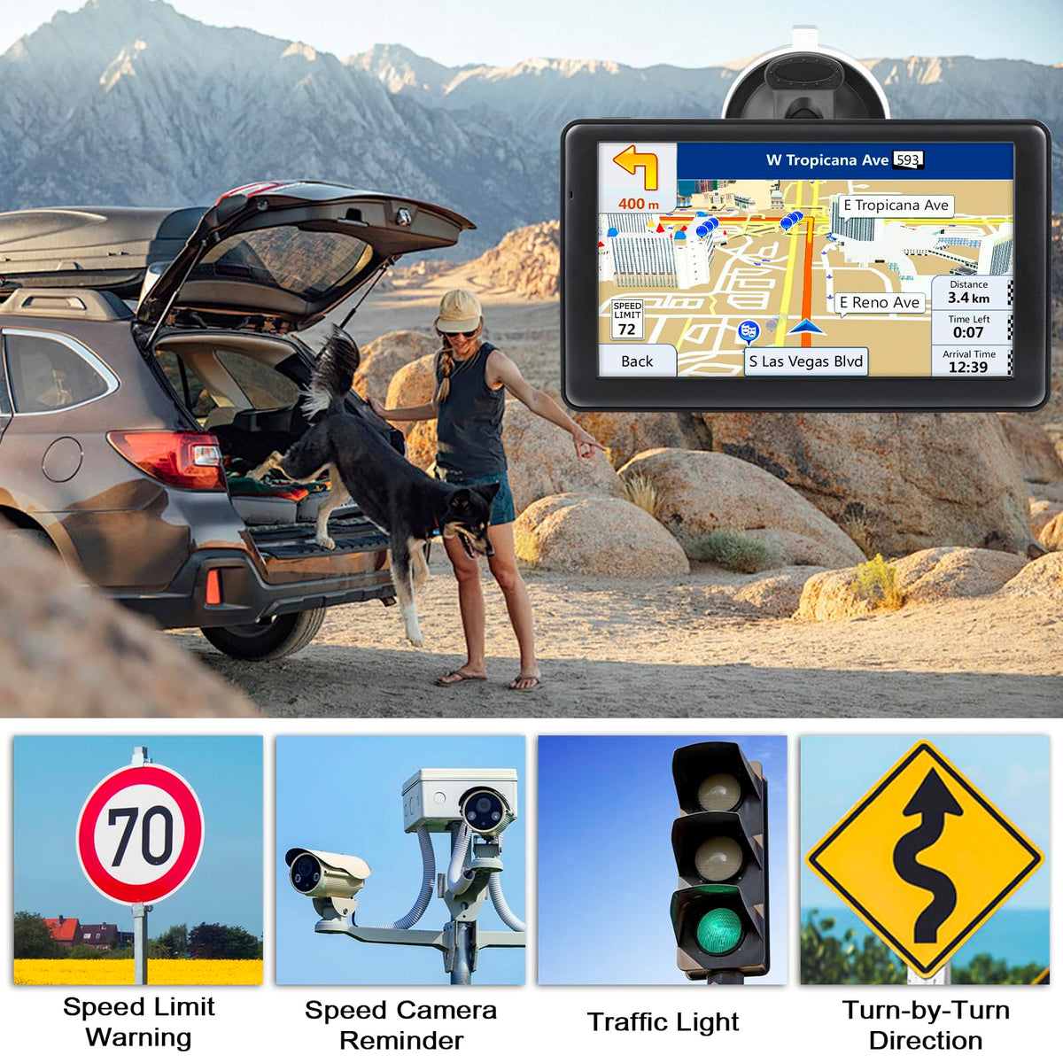 LOVPOI Driver alerts highlight speed changes and potential hazards for safer driving