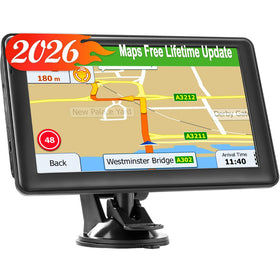 LOVPOI Truck GPS Navigator mounted on dashboard showing clear route guidance for large vehicles