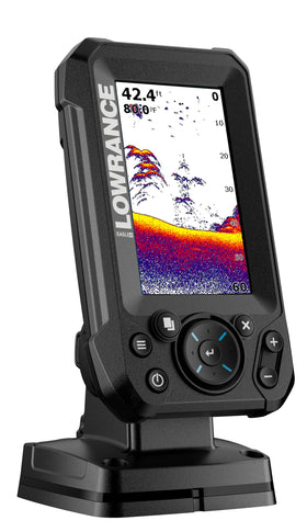 Lowrance Eagle 4x fishfinder with bullet transducer offering wide coverage for quick scanning