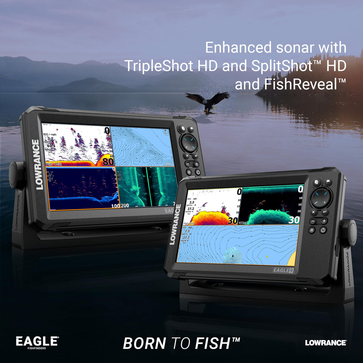 Lowrance Eagle 7 sidescan imaging shows structure and fish targets at a glance.