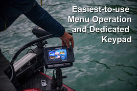 SplitShot transducer provides wide CHIRP sonar and DownScan imaging under the boat.